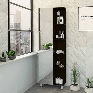 BRAND NEW!!!! Urano Mirror Door Linen Cabinet with Open & Closed Shelving